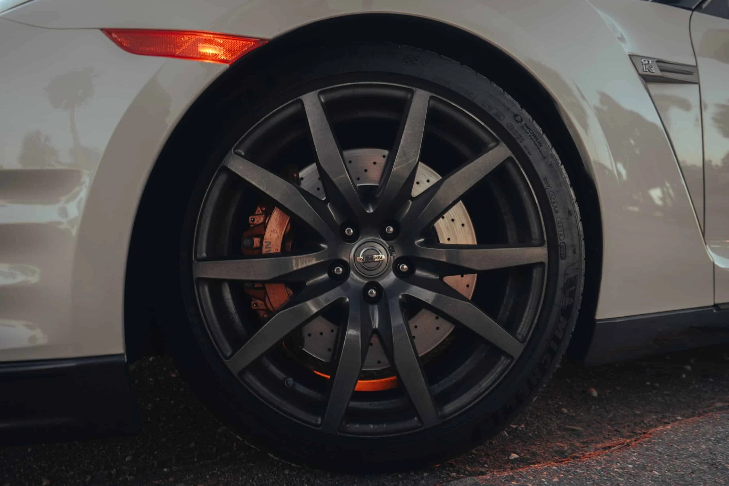 Nissan GT-R detail relevant to all-wheel-drive performance car rentals on LUXURY CAR RENT / US